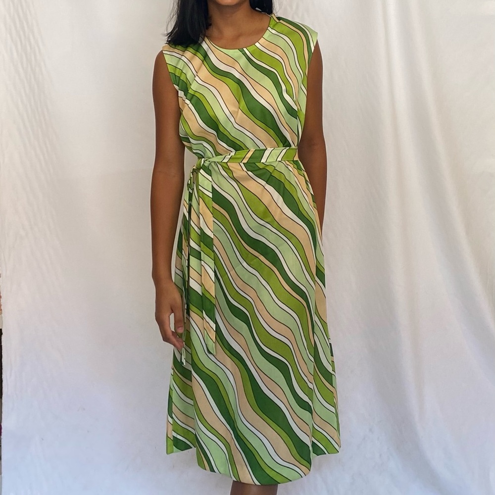Green Psychedelic 60s Mod Dress